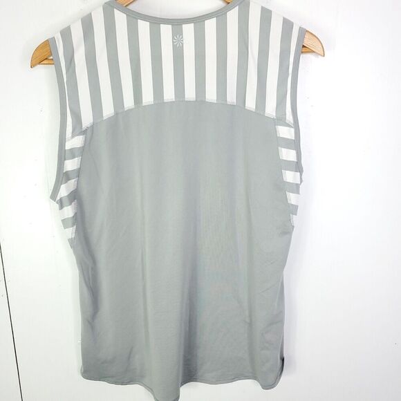 Athleta Top Womens L Ocean Stripe Chi Muscle Tank Workout Yoga Running Lifting - Picture 8 of 8